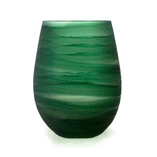 LANGXU hand drawing red green Christmas modern design 16oz egg shape golden manufacturer glass candle vessel jar glass lid