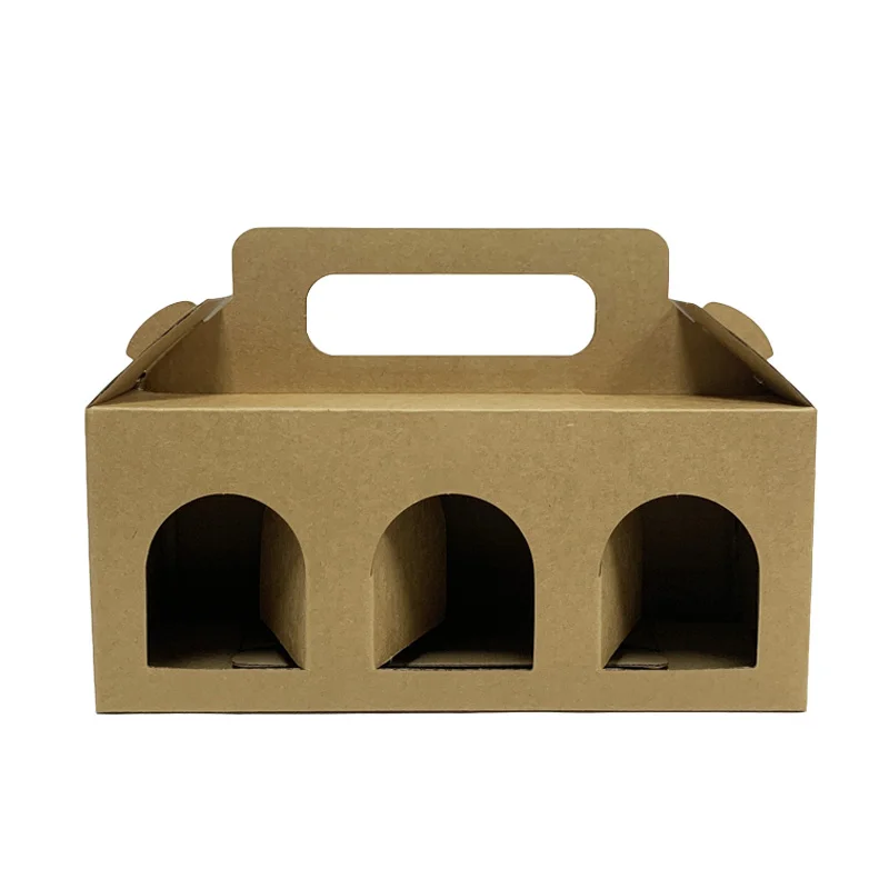 Custom Packaging 3 Bottles Of Honey 500 Grams Corrugated Paper Box With Handle
