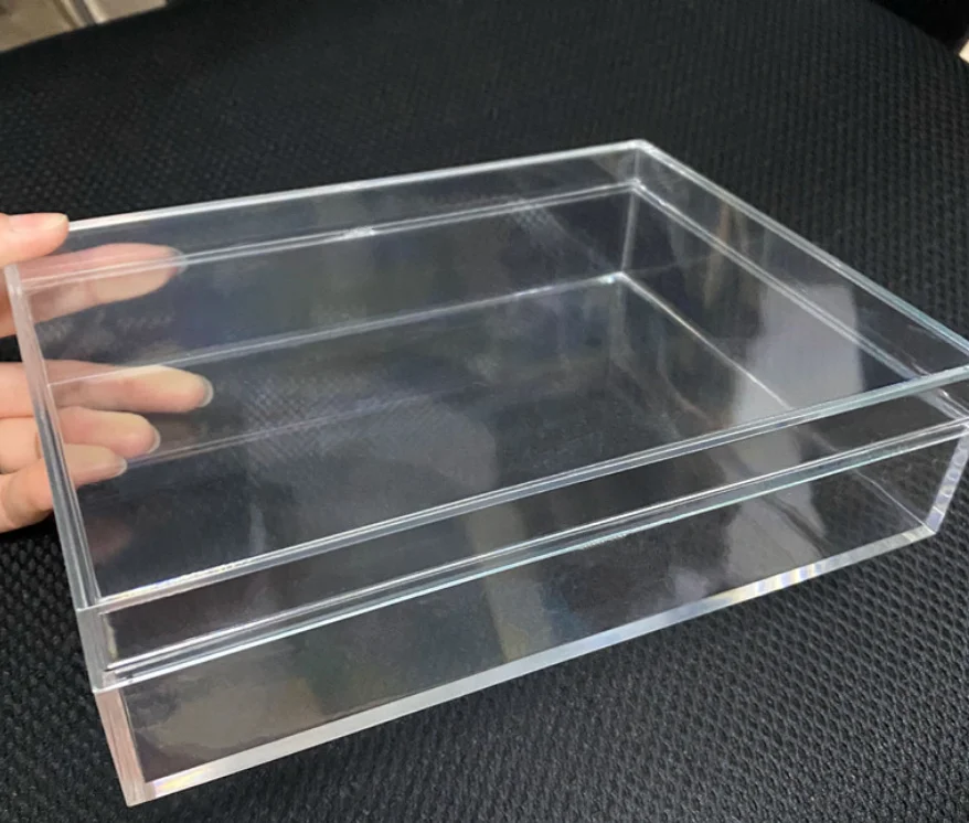 Акриловая коробка для хранения, большой прозрачный контейнер 200x150x52 мм, пластиковые коробки с крышкой