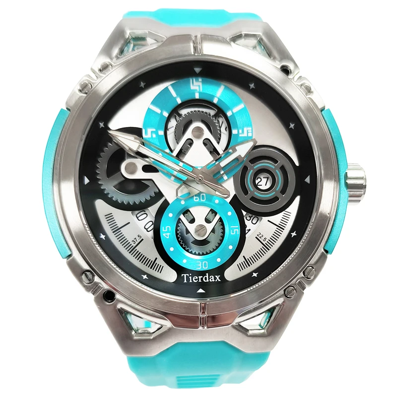 New Arrival Men Wrist Watch Luxury Design Skeleton Watch Soft Rubber Band Alloy Quartz Watches For Men Rlojes Hombre