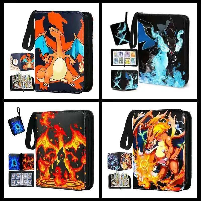 Custom Game MTG Poke Mon TCG Yugioh Baseball Trade Trading Card Binders Album Card Folder Card 9pockets Zip Leather Candy PU Gl