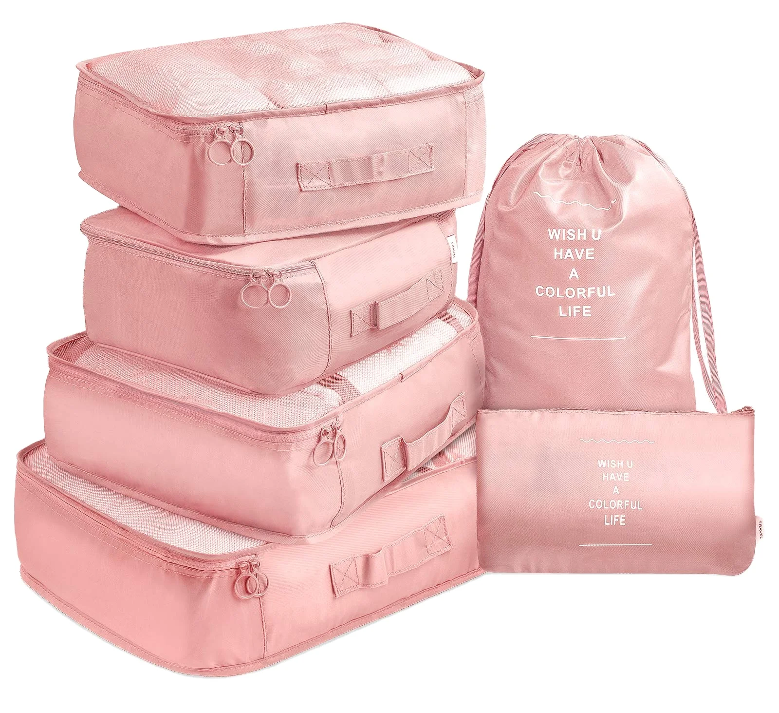 Hotselling 6 Pcs in 1 Twill Packing Cubes Set Organizer Travel laundry Luggage Storage Bags For Trip