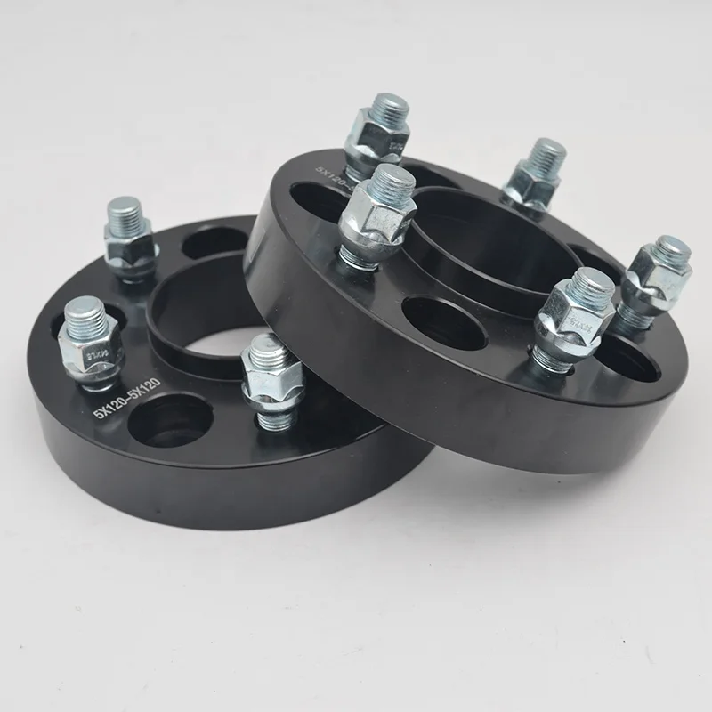 Hubcentric Wheel Spacers 5x120 Center Bore 72.6 with Black Lug Bolts