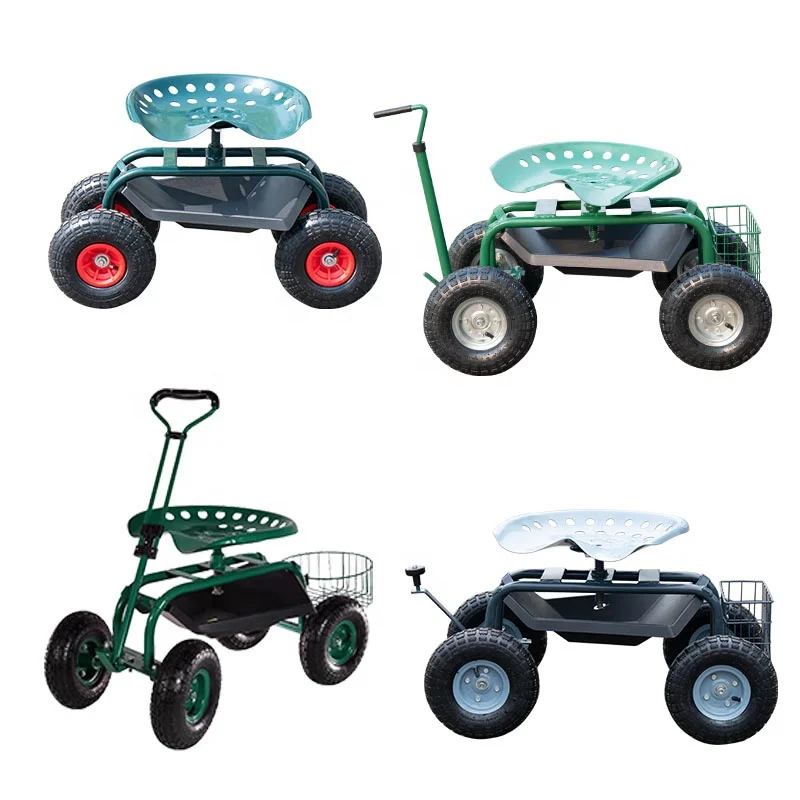 Garden Rolling Work Seat Cart With Four Wheels Garden Tool Sets