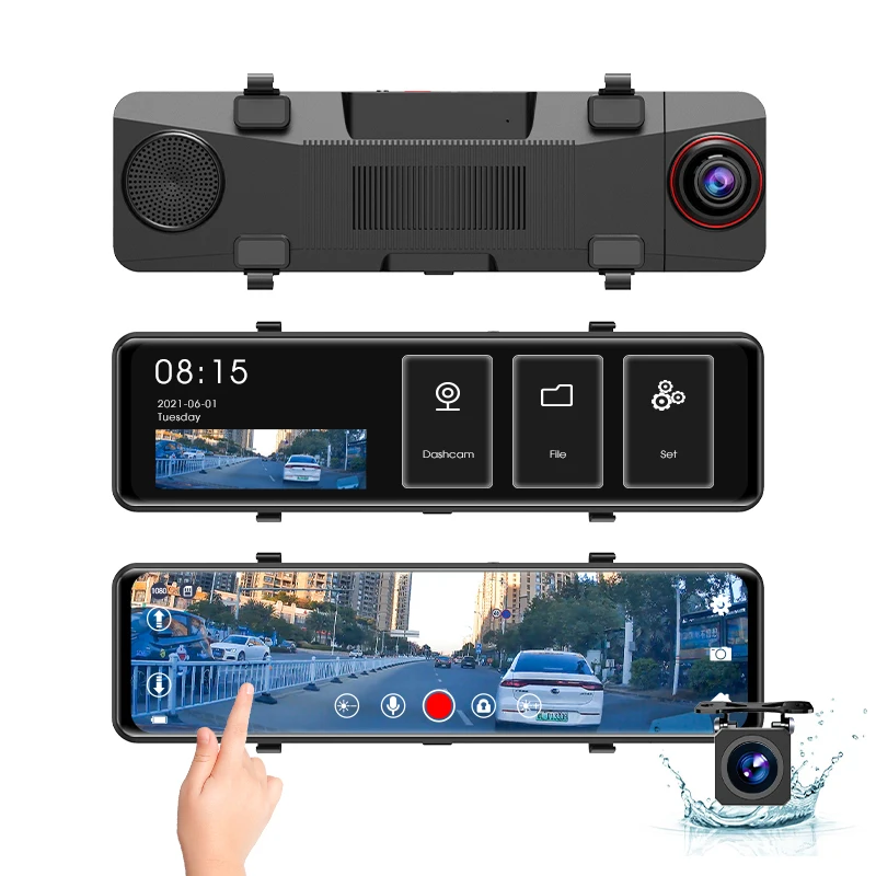 Touch Screen Dual Lens FHD 1080P Car Camera Video Recorder Car DVR Rear View Mirror Camera