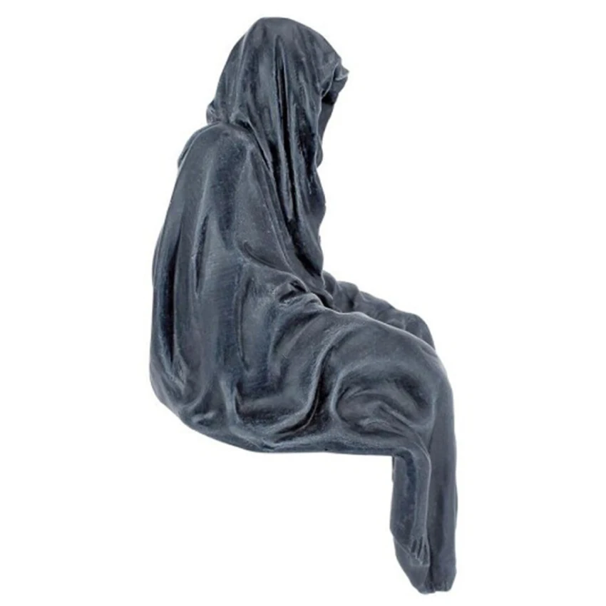 New Gothic Resin Figurine Grim Reaper Sculpture Home Outdoor Decor Black Robe Nightcrawler Sitting Statue Desktop Decoration