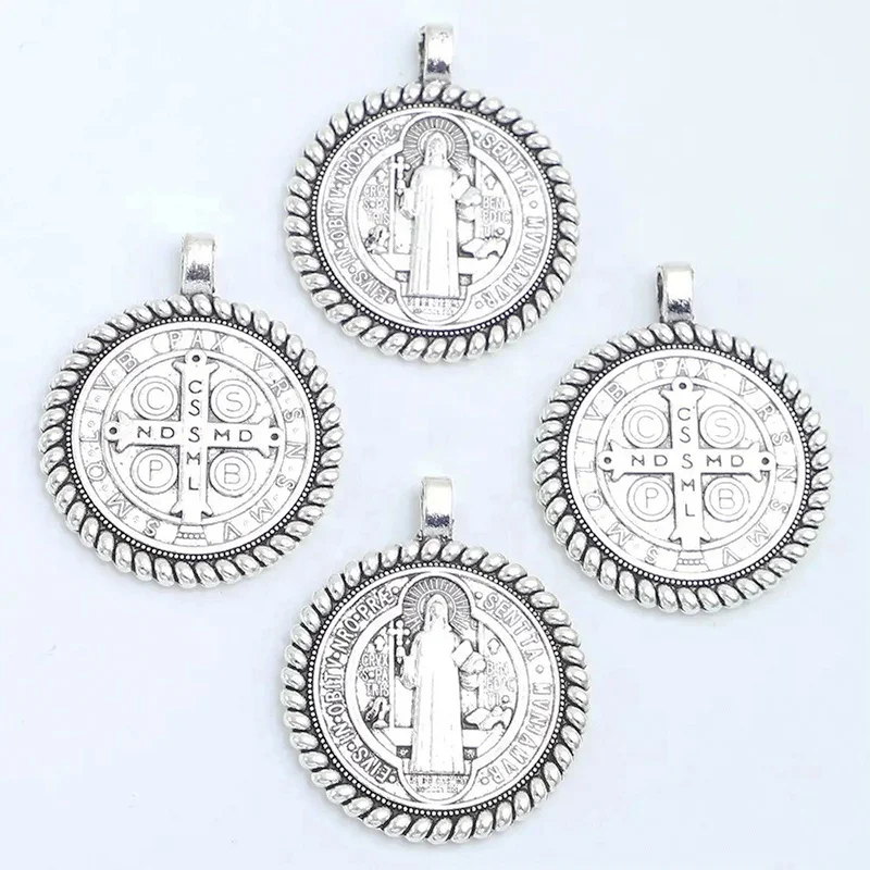 Customised High Quality Metal Gold Stainless Steel Catholic Saint Benedict Medal Necklace With Chain