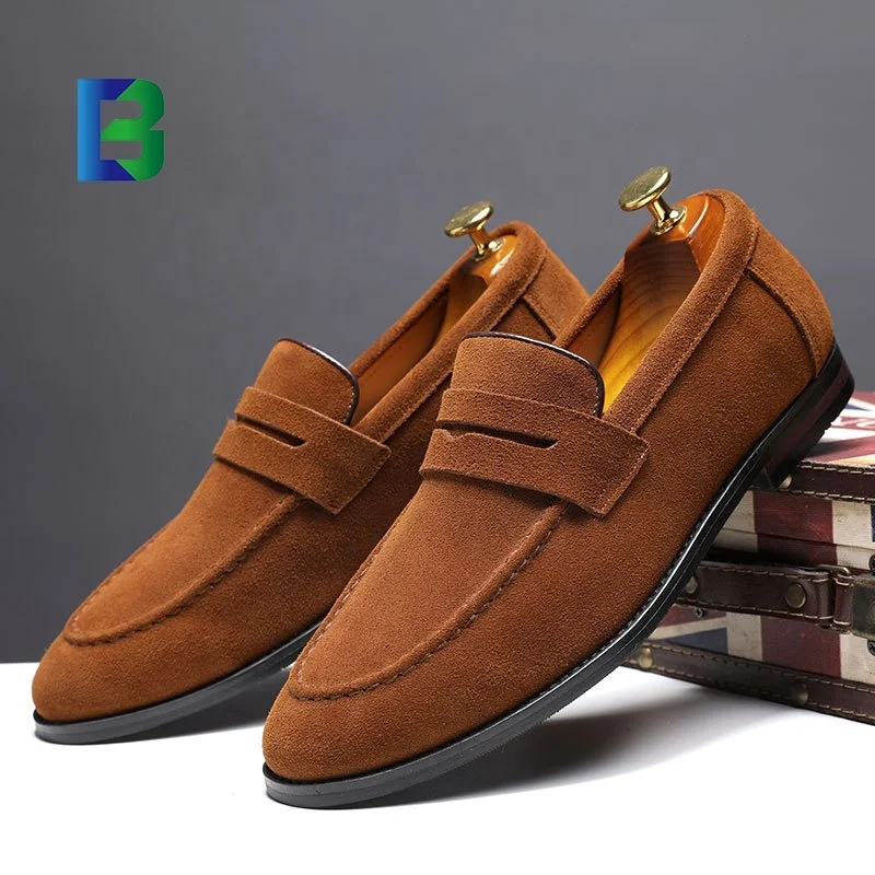 Barchon New Arrival Fashion Suede loafers Wedding Driving Leather Moccasin Shoes dress Shoes For Men