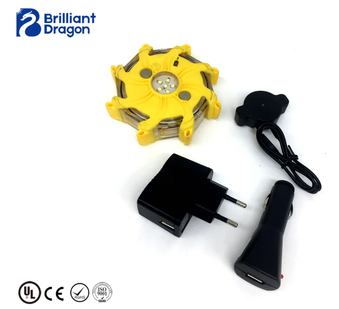 16+6pcs LED Warning Strobe Light With 9 Mode Rechargeable Emergency Warning Light Road Safety Flares Roadside Beacon Flash Lamp