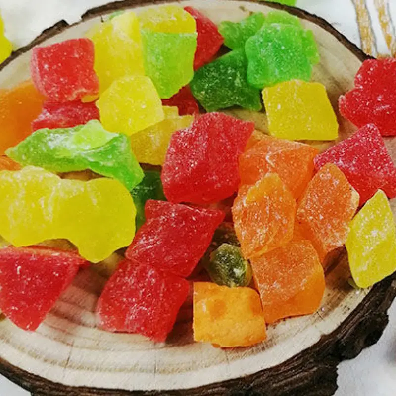 Hot Sale Mixed 4 Colors Delicious Candied Preserved Fruit Diced Dried Papaya