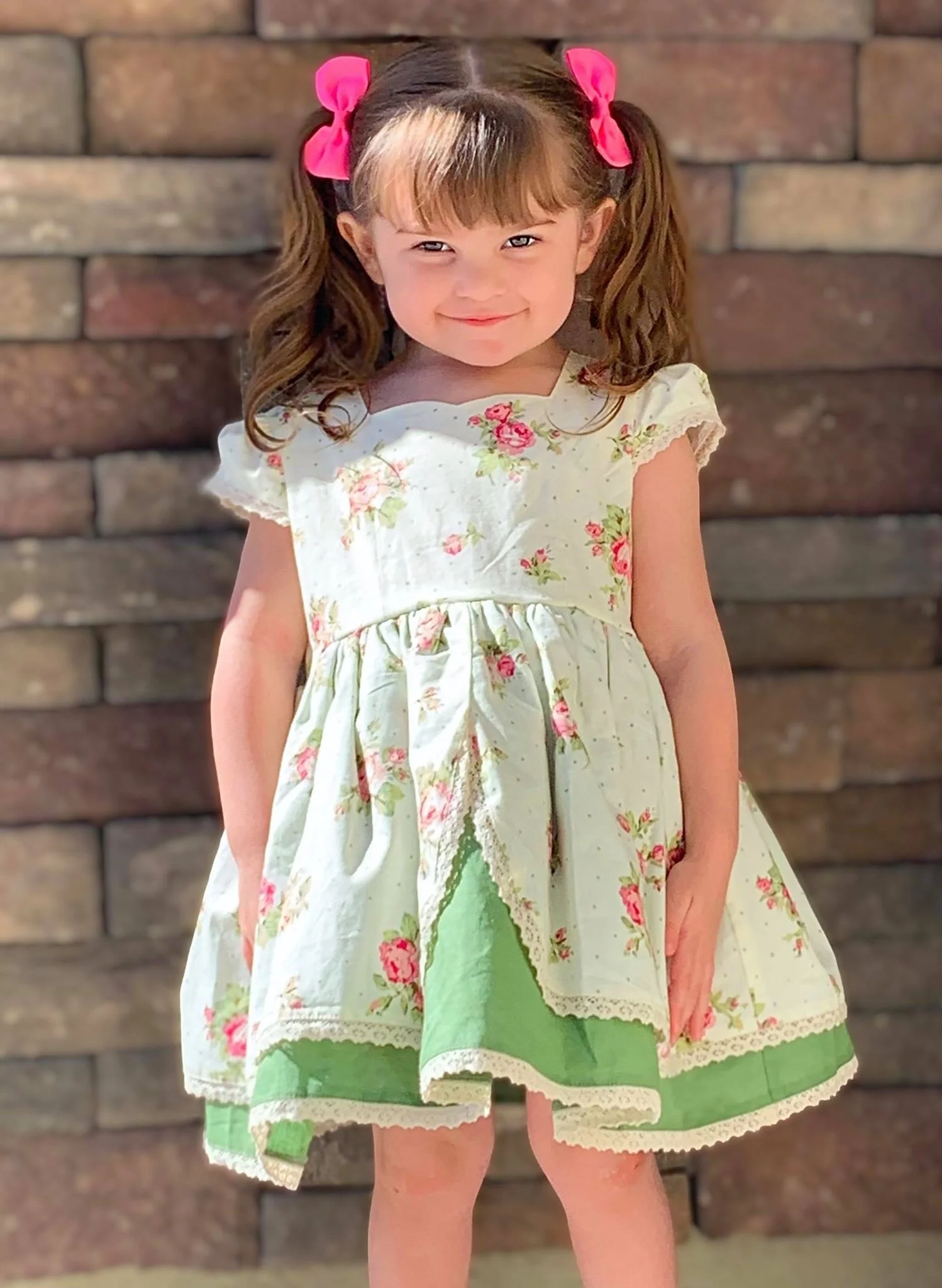 Jannybb Design Boutique  Green Linen Dress Autumn Floral Dress Two layers Dress