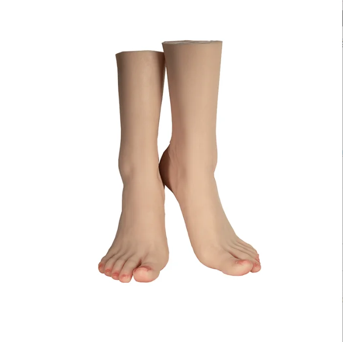 A pair Feet Model Nail Art Silicone Female Foot Model for Fa ke Mannequin Display