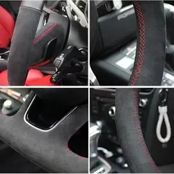 Black Suede Leather DIY Car Steering Wheel Cover Car Accessories For BMW M Sport E46 330i 330Ci E39 540i 525i 530i M3 E46