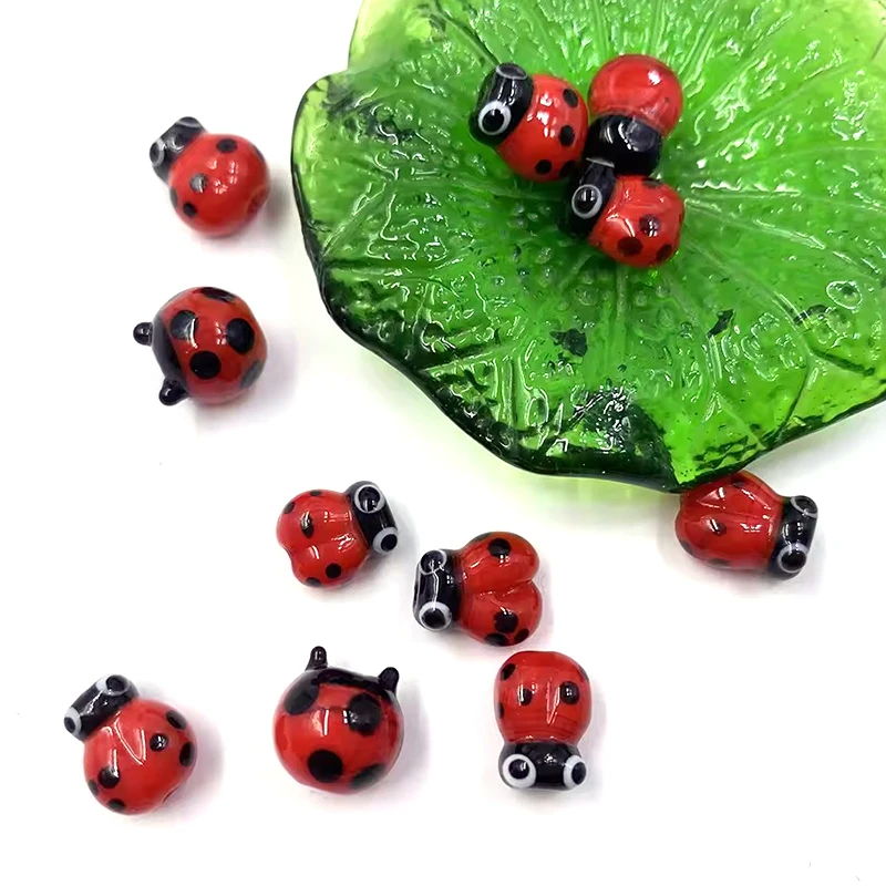 Factory wholesale DIY Bracelet Cute Lampwork Murano Glass Ladybug Beads