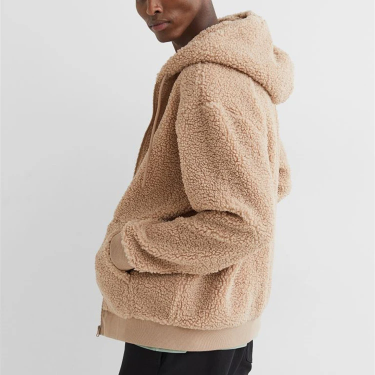 Custom big sizes  men soft fleece oversize tie dye faux fur furry wool drawstring zipper hoodie coat