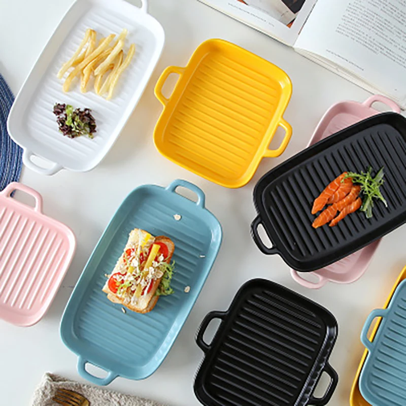 New hot selling pizza stone ceramic Nodic dinner plates porcelain plate Baking tray