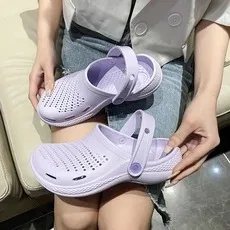 Couple Fingerprint Hole Shoes Men Wading Beach  Webbing Slippers Sandals