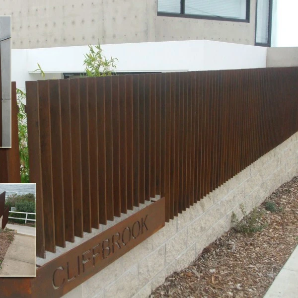 corten steel landscape metal fence posts for garden decoration
