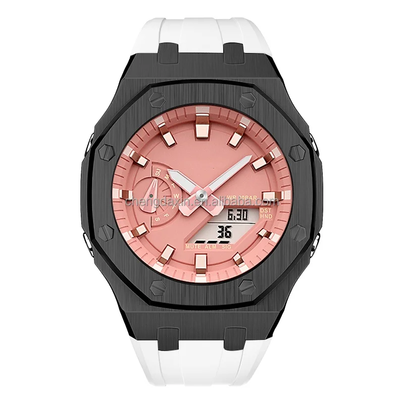 Новый сменный g shoc-k для женщин gma s2100 металлический корпус Безель из нержавеющей стали резиновый ремешок часов Casio Mod gma-s2100