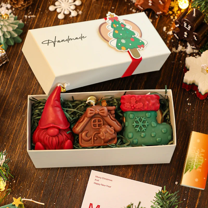 In Stock Gorgeous Shaped Christmas Candles Gift Romantic Home Fragrance Soy Wax Candle Christmas Tree Scented Candle