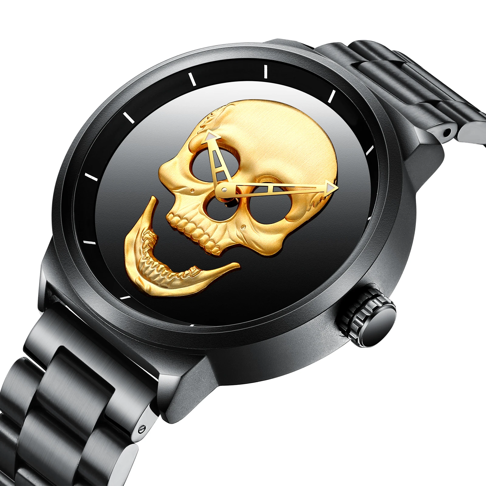 
Biden skeleton watch big face solid steel band Japanese movement mens luxury watch wrist custom logo 