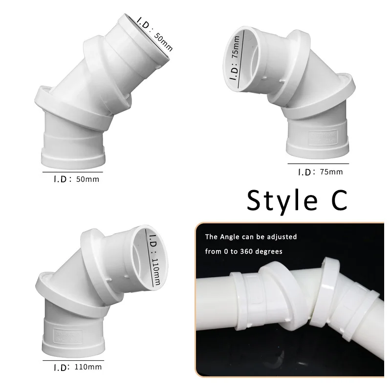 Factory wholesale UPVC PVC pipe fittings  double union Adjustable swivel joint elbow swivel universal joint for pipe Drain water