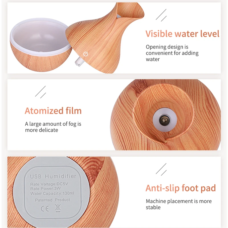 130ml 2023 hot sale led lamp household atomizer aromatherapy humidifiers USB  ultrasonic air humidifier for car home