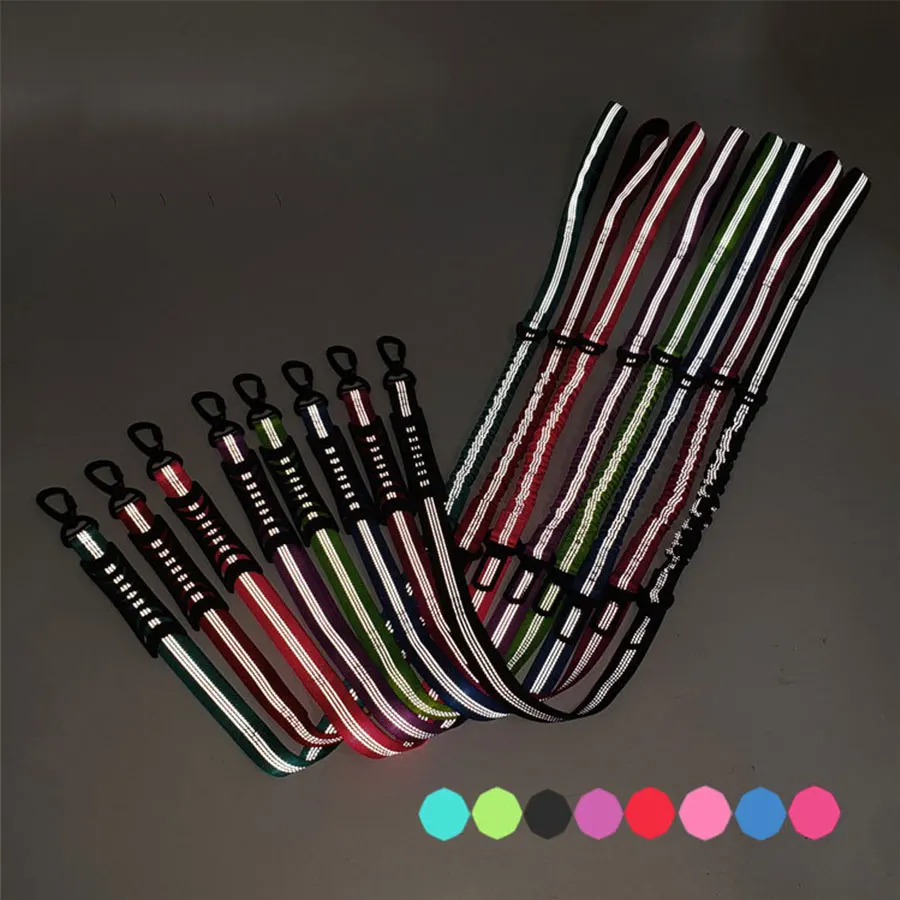 Heavy-Duty Reflective Dog Leashes with Car Seat Belt Shock Absorbing Retractable Strong Double Handle Dog Leash