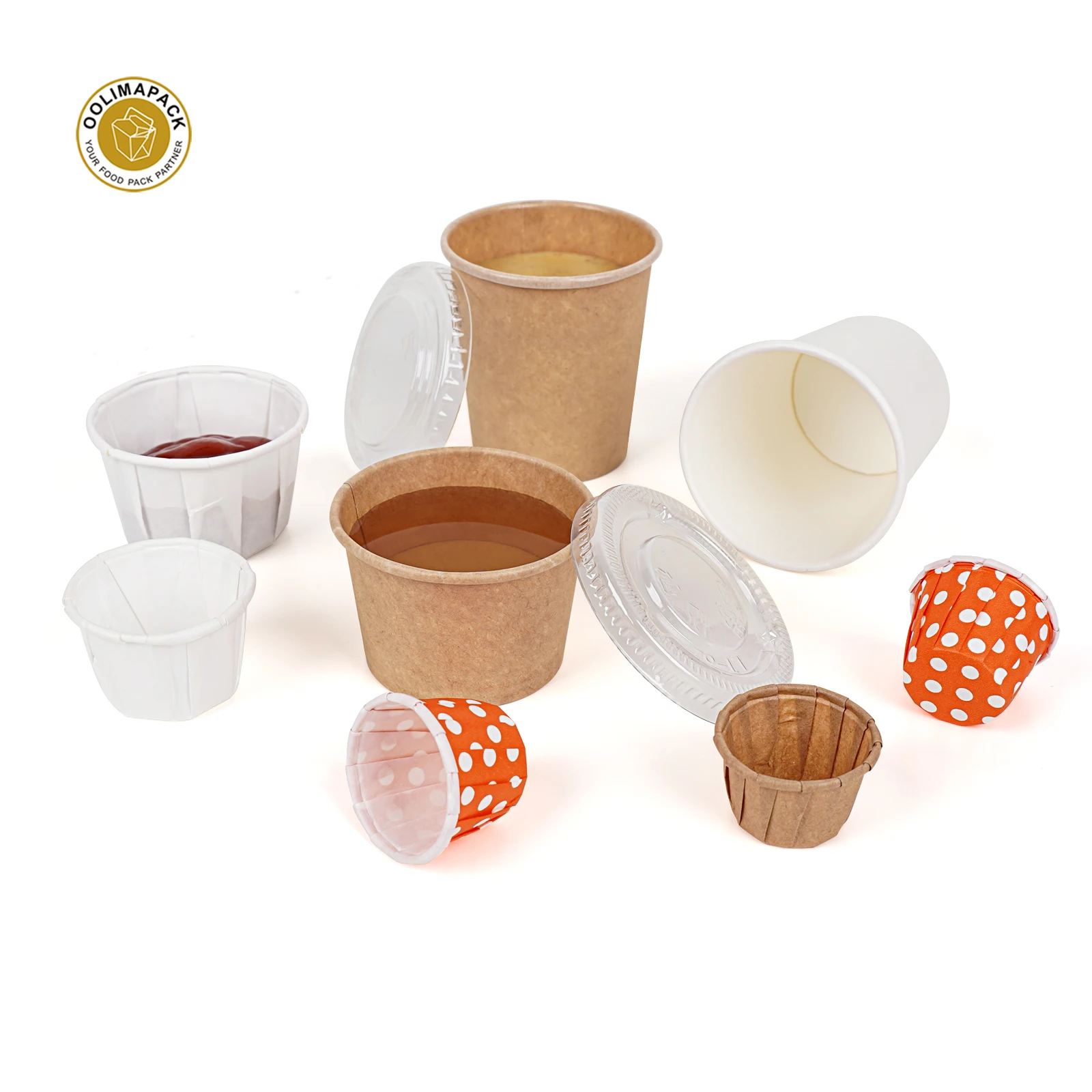 OOLIMA Disposable Paper Sauce Cup 1oz tomato sauce paper cup packing machine
