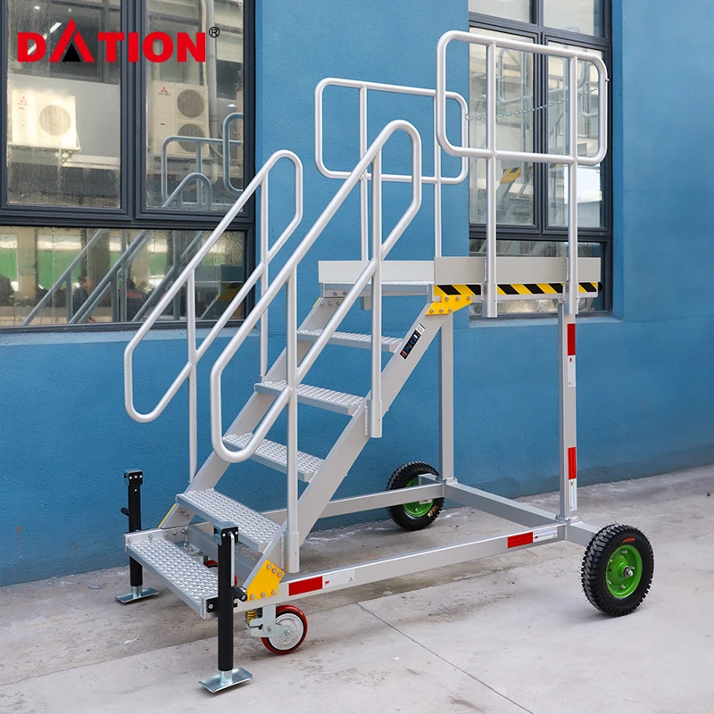 Professional Customized Adjustable Aluminum Work Platform Ladder Aluminum Industry Combined With Aisle Platform Rolling Ladder
