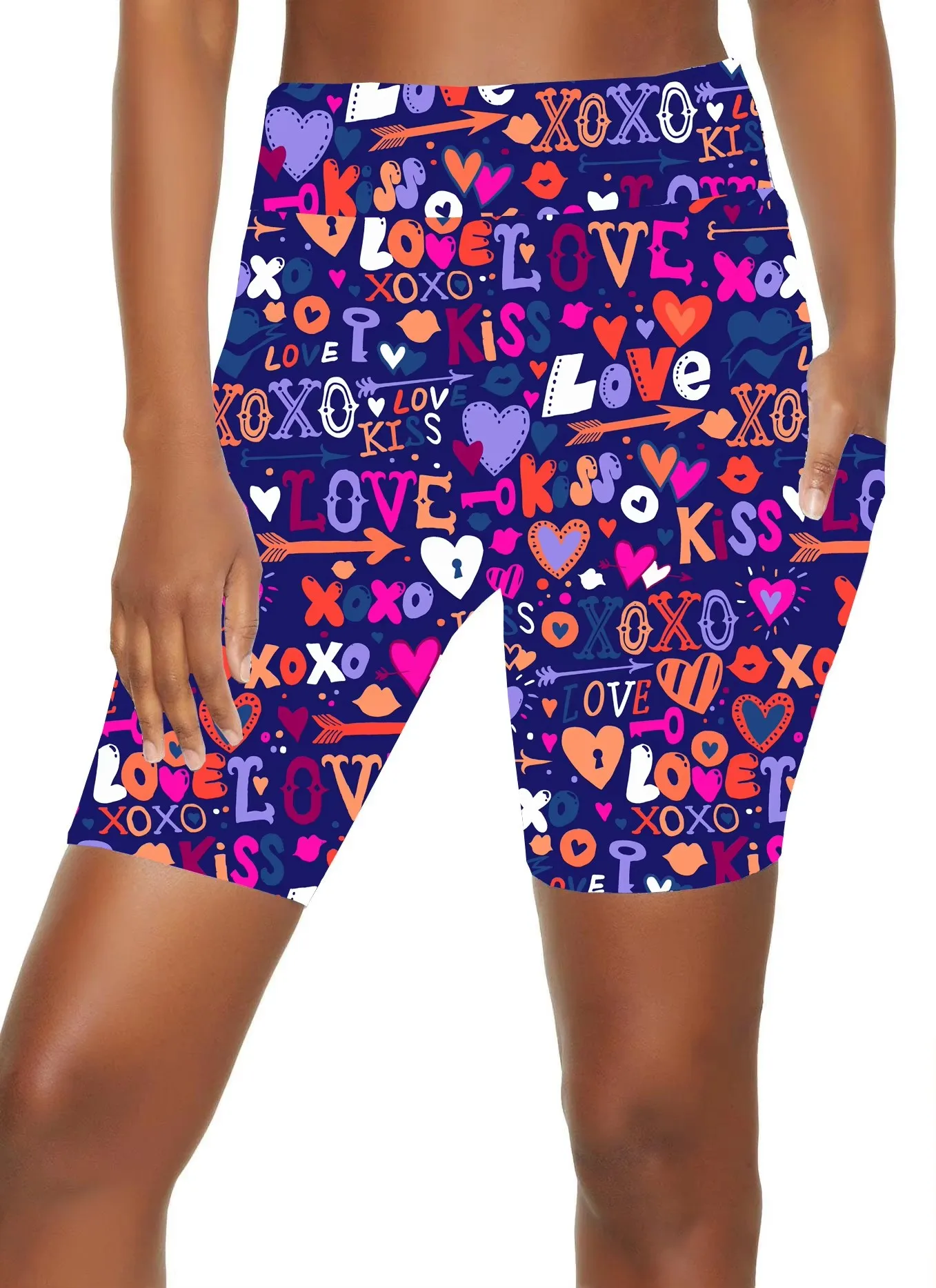 Dropshipping China Trendy Double Brushed Milk Silk  High Quality Shining Stars Full Printed Pocket Shorts For Women