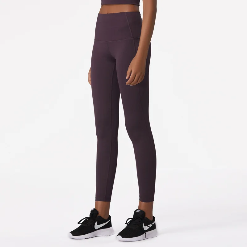 
2020 New Double Layer High Waist Nylon Sports Fitness Pants Tummy Control Yoga Pants With Pocket 