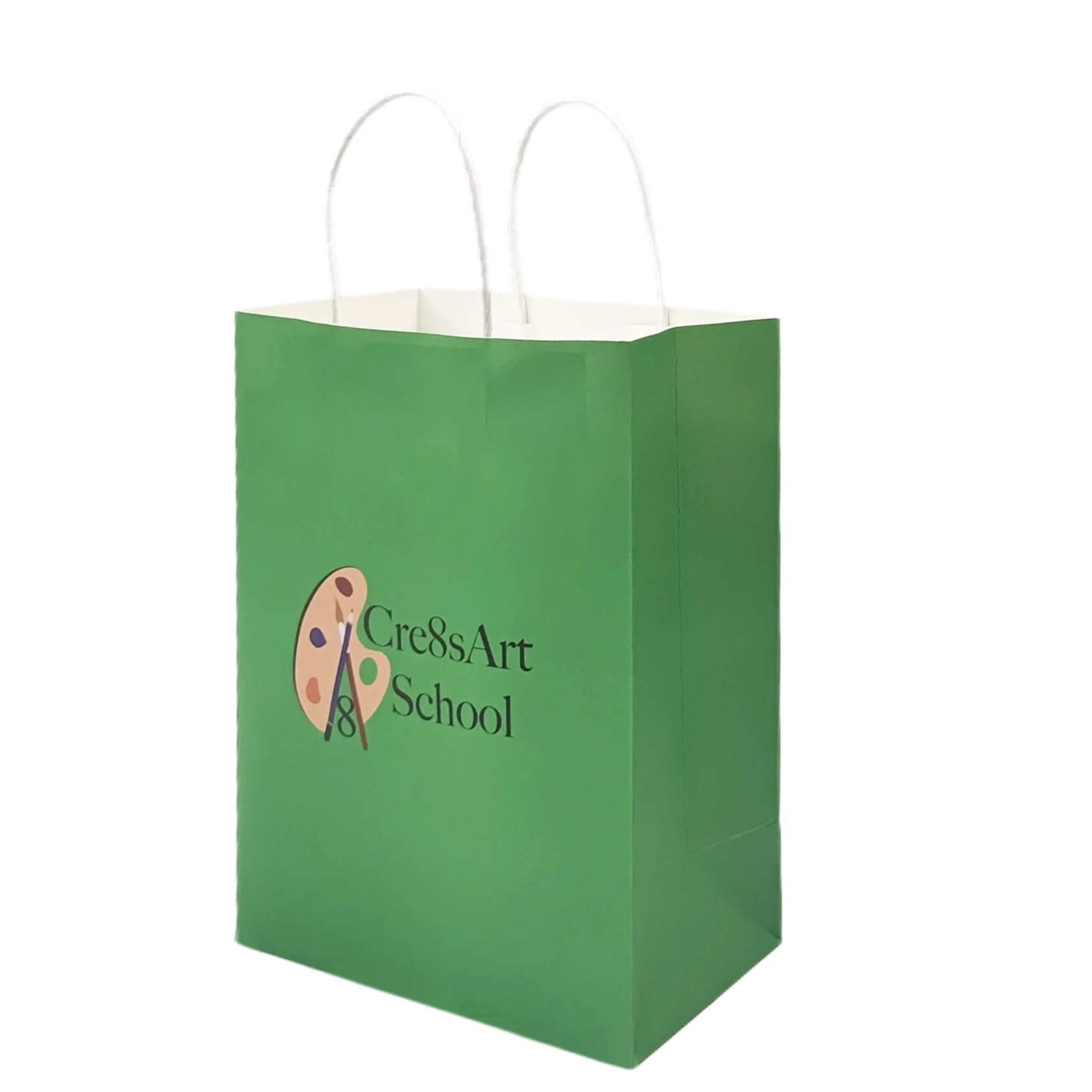 Green eco friendly Handle Shopping With Logo Printed Apparel Grocery Packaging Gift Twisted Handle bag paper wholesale