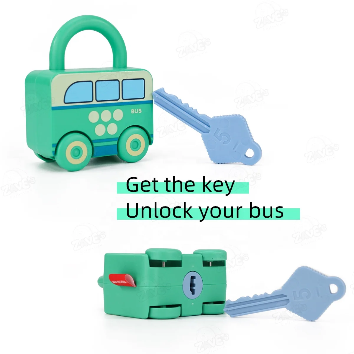 New Arrival Cute strawberry eye rabbit doll with lock-bus toy set cheap toy set for holiday gift birthday gift play with kid