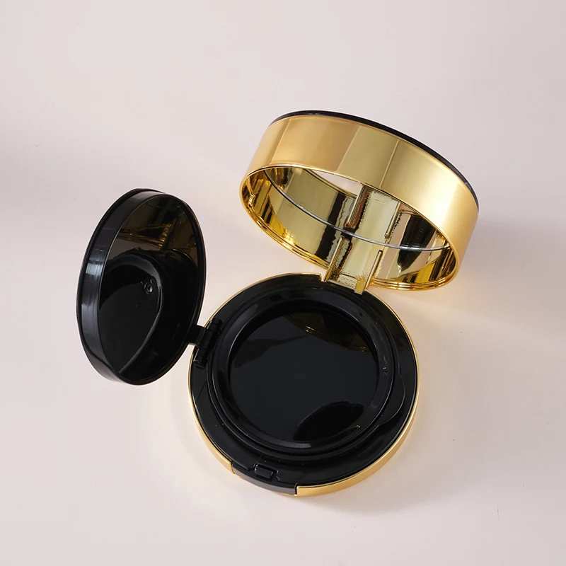 Cosmetic High Quality Round Gold Shiny Custom Logo Empty BB Cream Air Cushion Box Foundation Compact Case Container