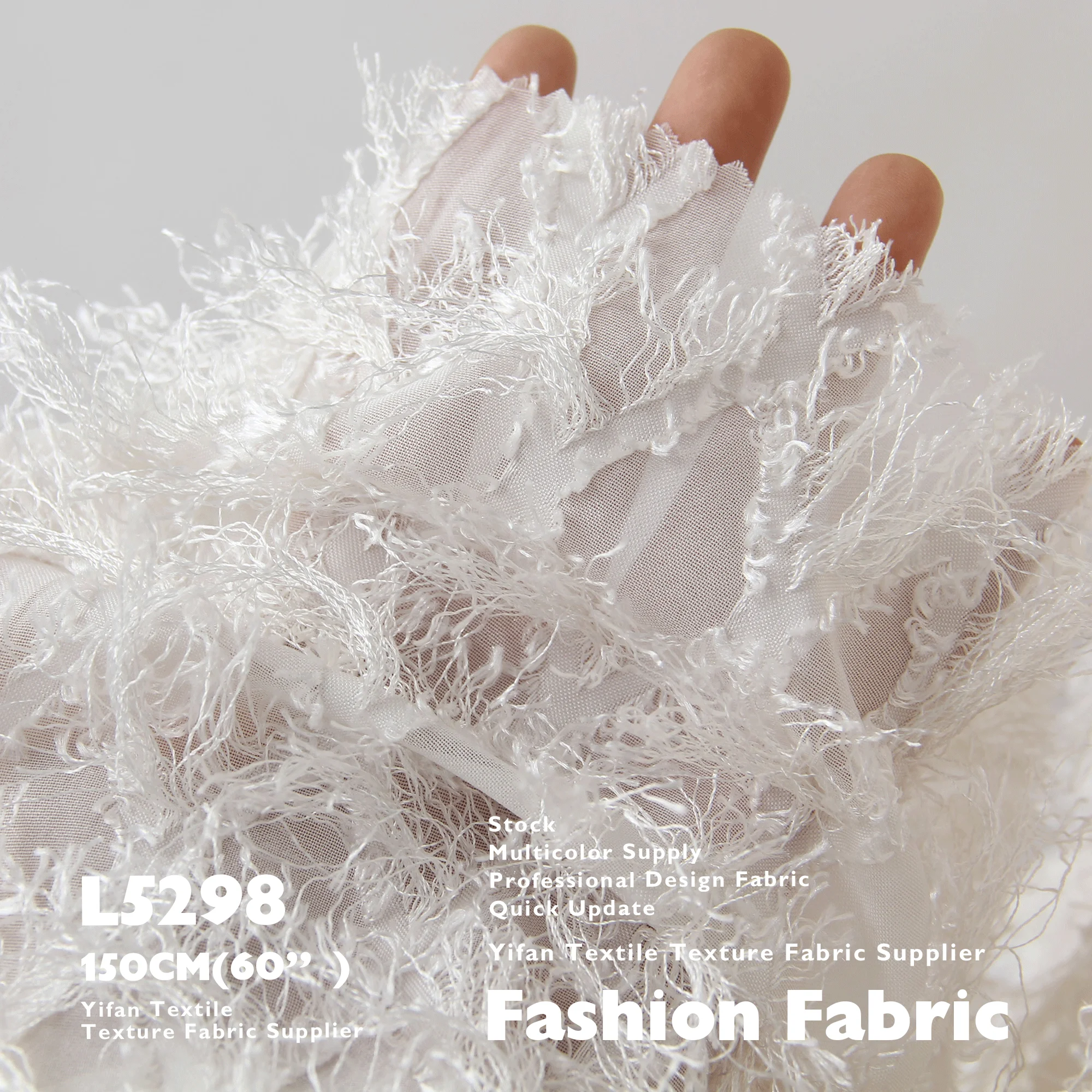 Fashion Fabric In Stock Abstract Geometric Chiffon Diamond Tassel Texture Jacquard Fabrics For Dresses Clothing Curtain Cloth