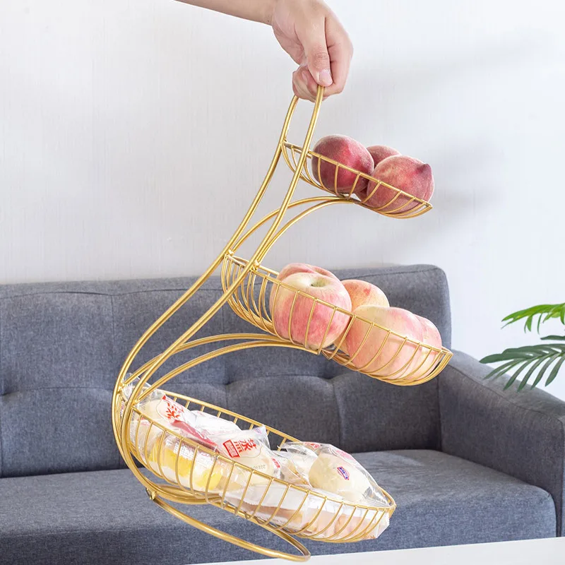 Hot selling good quality 3 tier metal fruit basket kitchen
