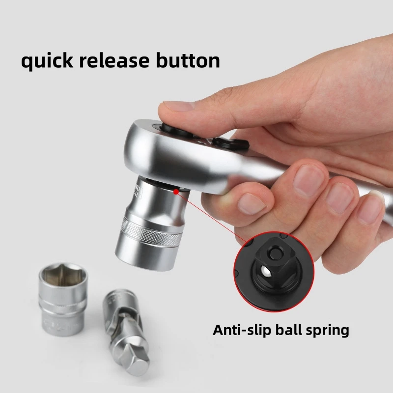 Mini Ratchet Wrench With Short Handle 1/4' 3/8' 1/2' Drive Head 72-Tooth Quick-Release Portable Spanner