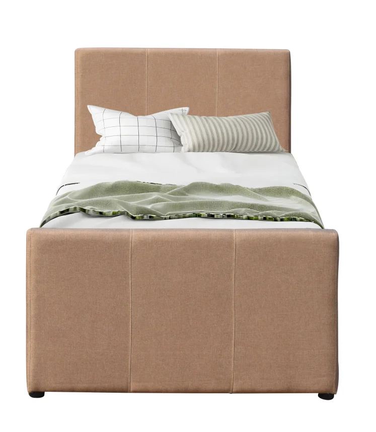 Wholesale Modern Good Quality Pink Fabric Upholstered Twin Platform Bed with Trundle