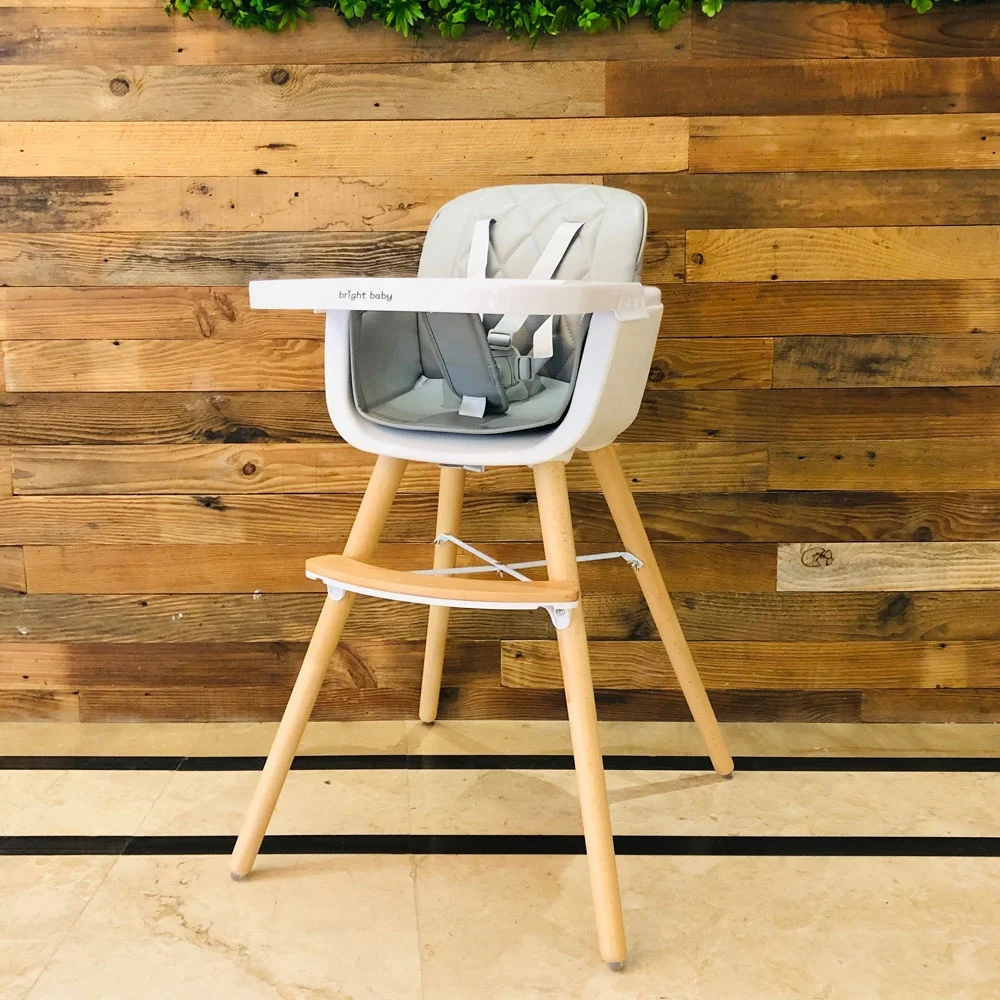  Популярный Безопасный Роскошный деревянный высокий стул Brightbebe оптовая продажа сидячий для кормления детей