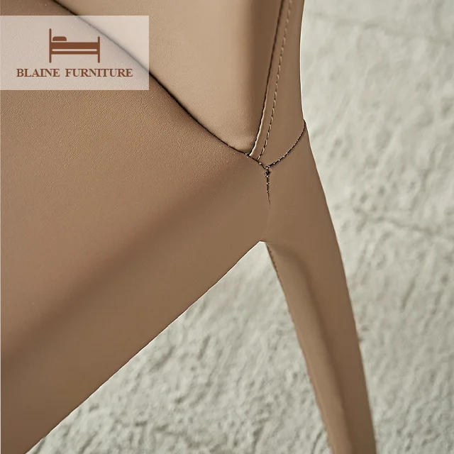 2024 Italian Design Brown Color Modern Dining Room Chair Microfiber With Carbon Steel Base Dining Room Furniture