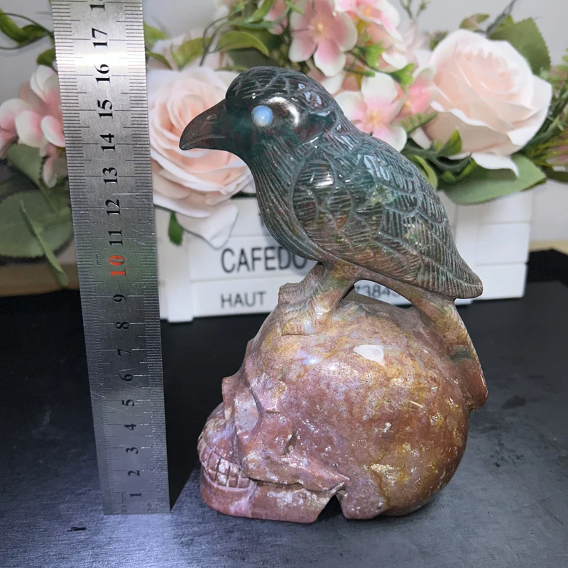 Kindfull Ocean Jasper Skulls Natural Hand Carved Crystal Stones  Ocean Jasper Skulls for gift
