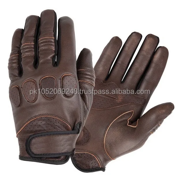 Custom Cafe Racer Classic Style Motorcycle Leather Gloves/ Vintage Style Motorcycle Leather Gloves