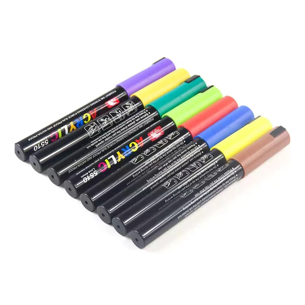 Acrylic Paint Pens,12 Colors Paint Pen Acrylic Paint Markers for Rock Painting Wood Ceramic Fabric Canvas Metal Glass,0.7mm Tip