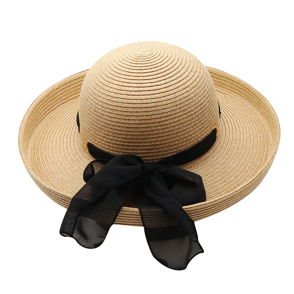Custom Panama Shape Summer Cowboy Hats Blank Paper Straw Cowboy Hats for Women