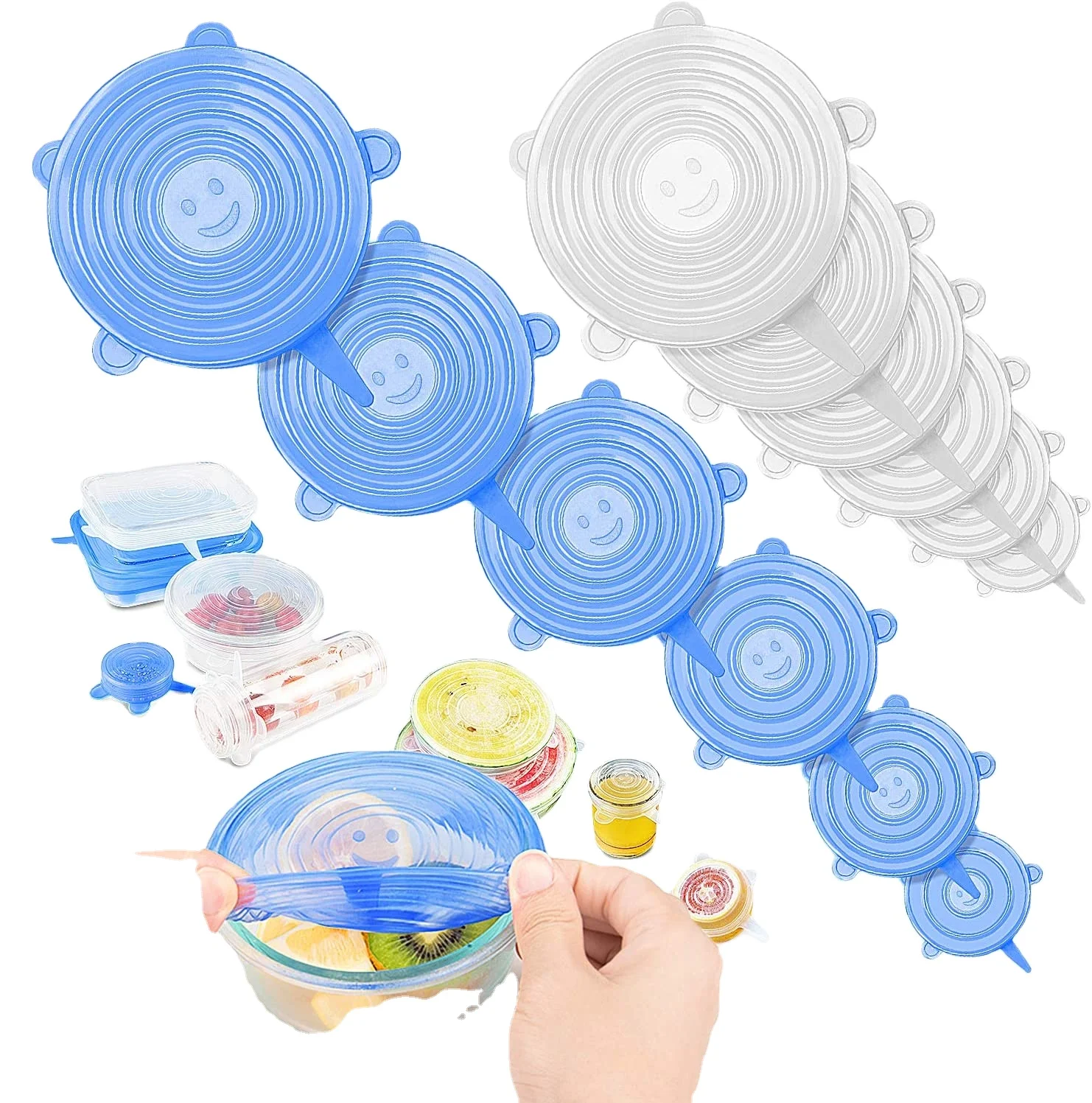 6-pack Custom Color Logo Strech Silicone Stretch Lids 6 Pack BPA Free Custom Silicone Stretch Lids