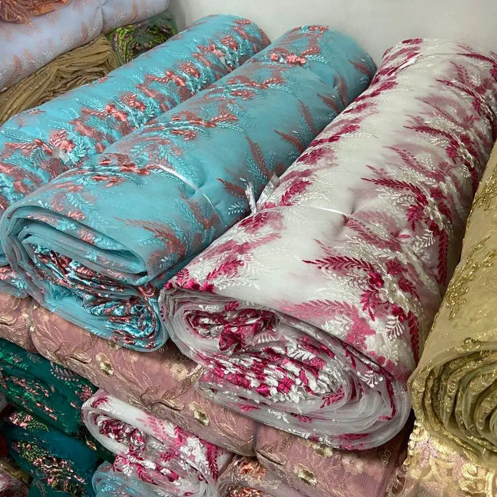 Массовая поставка, Цветочная вышитая ткань, красивая сетчатая вышивка, дизайн ткани