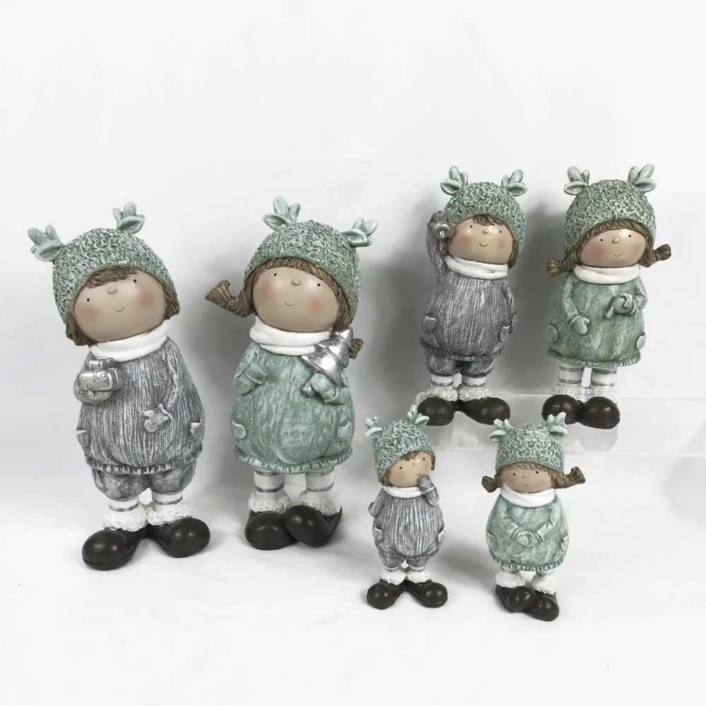 New Design Resin Girl Doll Figurine Decoration Kawaii Girl Women Gifts Resin Small Statue Craft Christmas Dolls Figurines