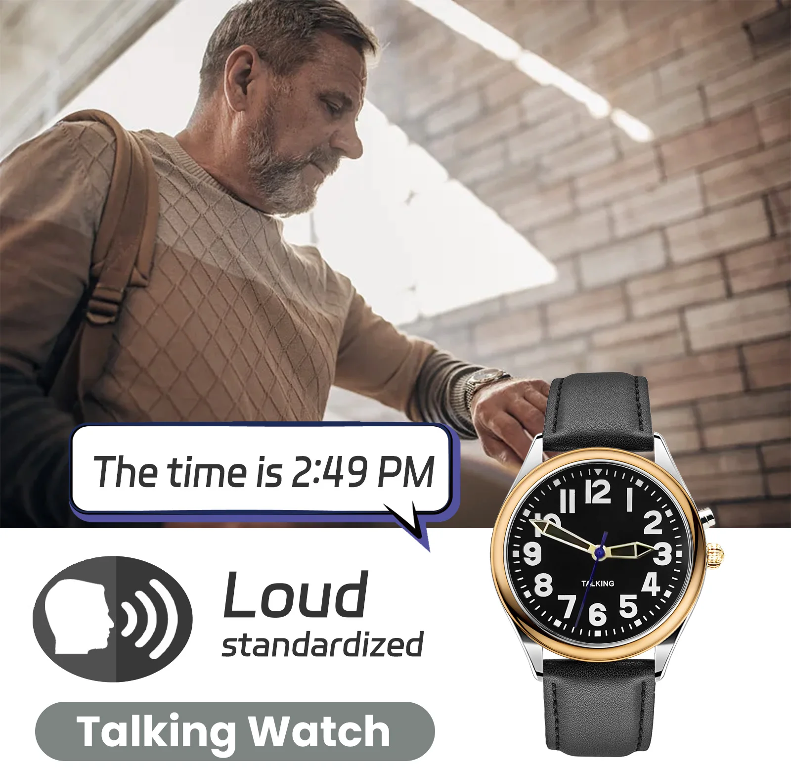 Golden Luxury English  Ladies talking Watch for the blind people or visually impaired people or old people