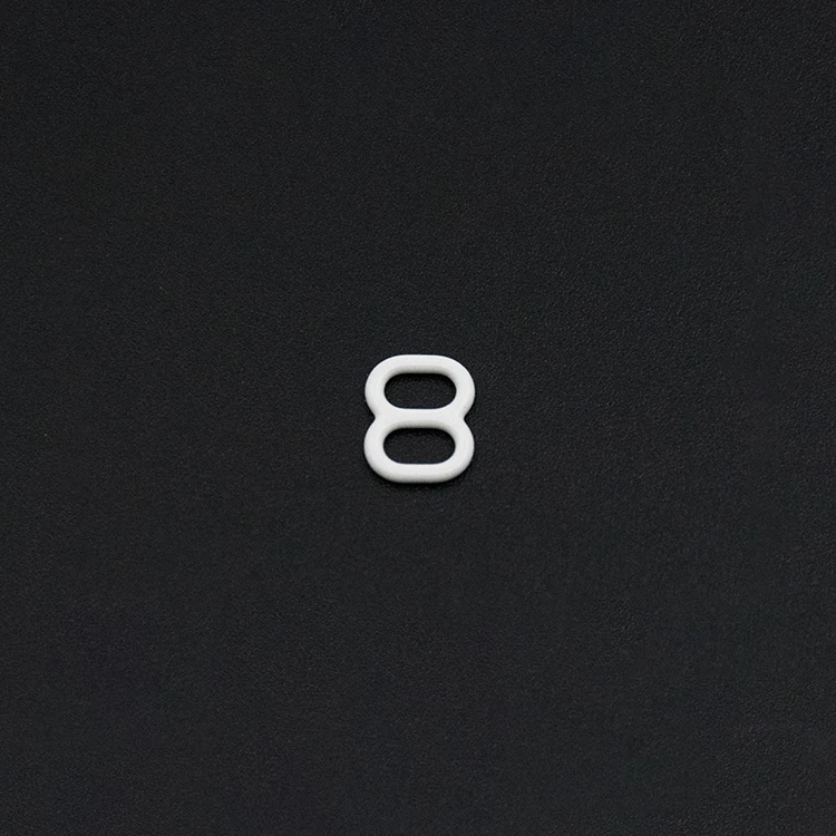 Factory Sale Low MOQ 6mm White Coated Bra Adjusters 8 Shape Hooks for Bra Underwear Bra Sliders